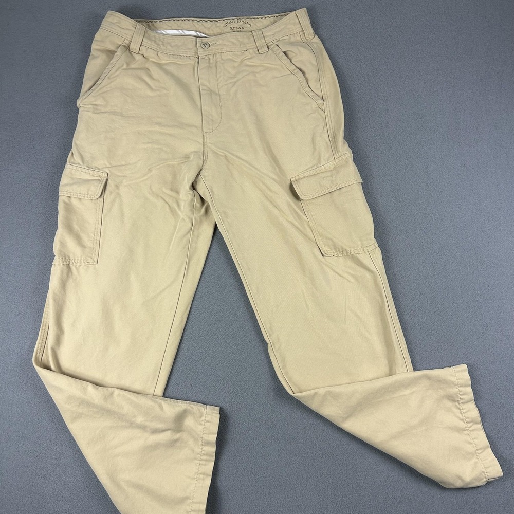 Tommy Bahama Cargo Pants Mens 36 Khaki Relax Cotton Lyocell Pockets Casual Chino
